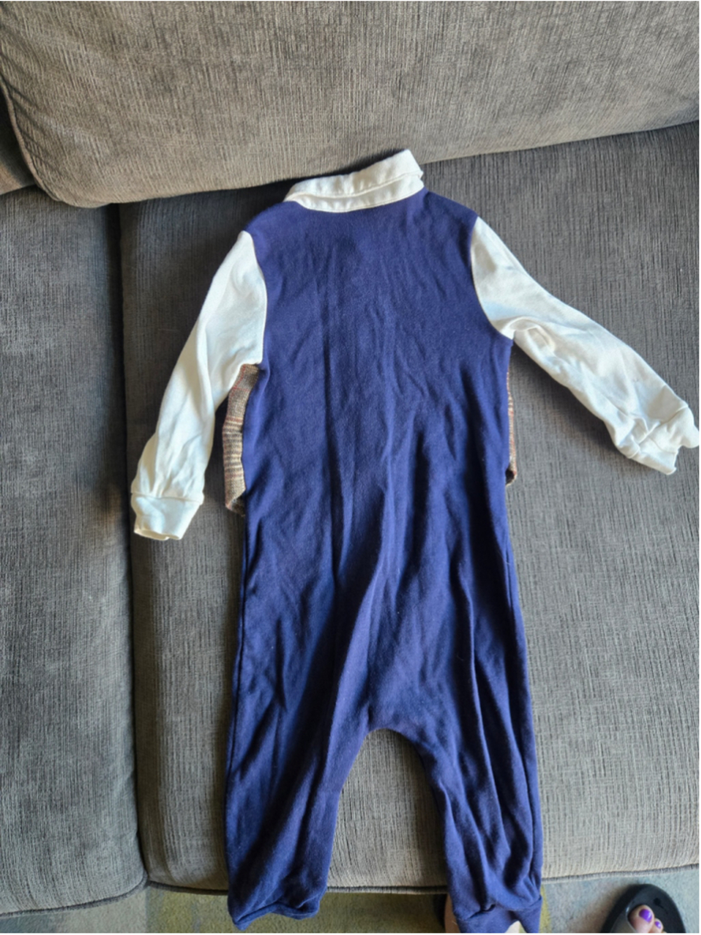 Baby Kids Tales Plaid Vest Bodysuit 18 Months Blue Brown - Picture 2 of 3